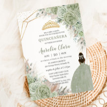 Boho Quinceanera Sage Groen Bloemen Pampa's Gras