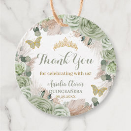Boho Quinceañera Sage Groen Bloemen Pampas Grass Bedankjes Labels