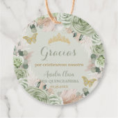 Boho Quinceañera Sage Groen Bloemen Pampas Grass Bedankjes Labels (Achterkant)