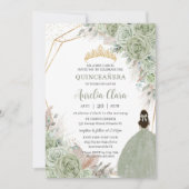 Boho Quinceañera Sage Groen Bloemen Pampas Grass Kaart (Voorkant)