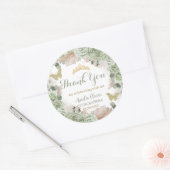 Boho Quinceañera Sage Groen Bloemen Pampas Grass Ronde Sticker (Envelop)