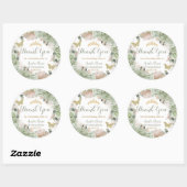 Boho Quinceañera Sage Groen Bloemen Pampas Grass Ronde Sticker (Vel)