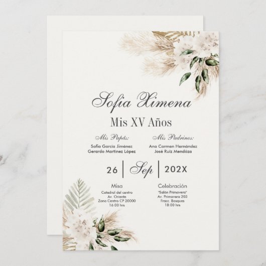 Boho Quinceanera Spaans Kaart (Voorkant / Achterkant)