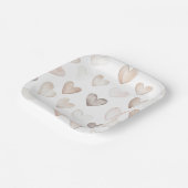 Boho Quirky Cream Beige Hearts Pattern Papieren Bordje (Gebogen)