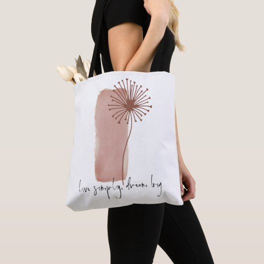 Boho Quote Live Simply Dream Grote Eenvoudige Bloe Tote Bag (Dichtbij)