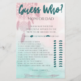 Boho Raad Wie Baby Shower Spel Flyer