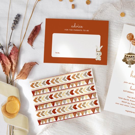 Boho Rabbit Navajo Baby shower Ouderschap Advies Notitiekaartje