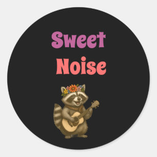 Boho Raccoon Music Lover Sweet Noise Floral Ronde Sticker