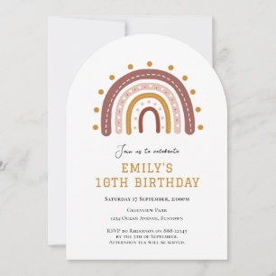 Boho Rainbow 10e verjaardagsuitnodiging Kaart