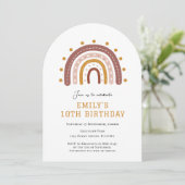 Boho Rainbow 10e verjaardagsuitnodiging Kaart (Staand voorkant)