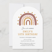 Boho Rainbow 10th birthday invitation Kaart (Voorkant)