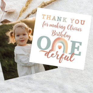 Boho Rainbow 1st Birthday Foto Dank u kaart – E