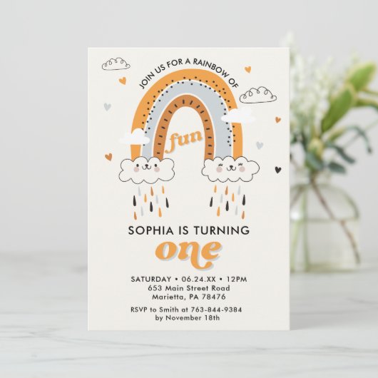 Boho Rainbow 1st Birthday Kaart (Staand voorkant)