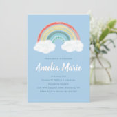 Boho Rainbow 1st Birthday Party Blue Boy Kinder Kaart (Staand voorkant)