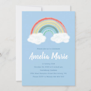 Boho Rainbow 1st Birthday Party Blue Boy Kinder Kaart