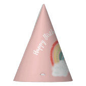 Boho Rainbow 1st Birthday Party Pink Girl Feesthoedjes (Links)