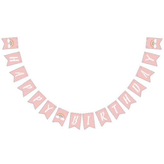 Boho Rainbow 1st Birthday Party Pink Girl Vlaggetjes (Alle)