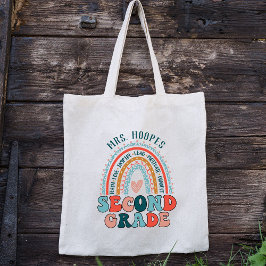 Boho Rainbow 2e Grade Tribe Teacher Squad Aangepas Tote Bag