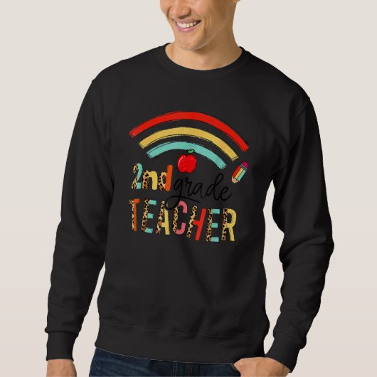 Boho Rainbow 2nd Grade Teacher Squad Terug naar sc Trui (Voorkant)