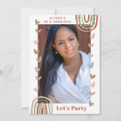 Boho Rainbow 40 & Fabulous Modern Birthday Party Kaart (Voorkant)