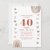 Boho Rainbow 40 & Fabulous Modern Birthday Party Kaart (Achterkant)