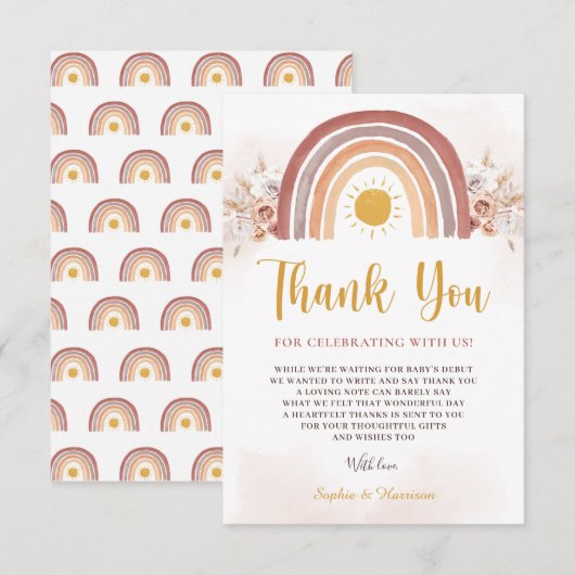 Boho Rainbow A Little Ray of Sunshine Bedankkaart (Voorkant / Achterkant)