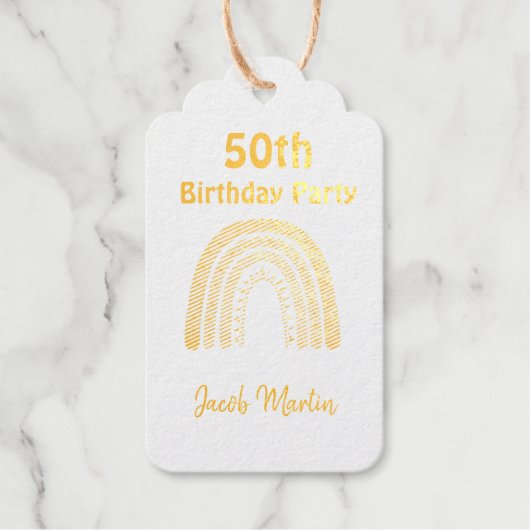Boho Rainbow Aangepaste Verjaardagsfeest Folie Uit Cadeaulabels (Voorkant)