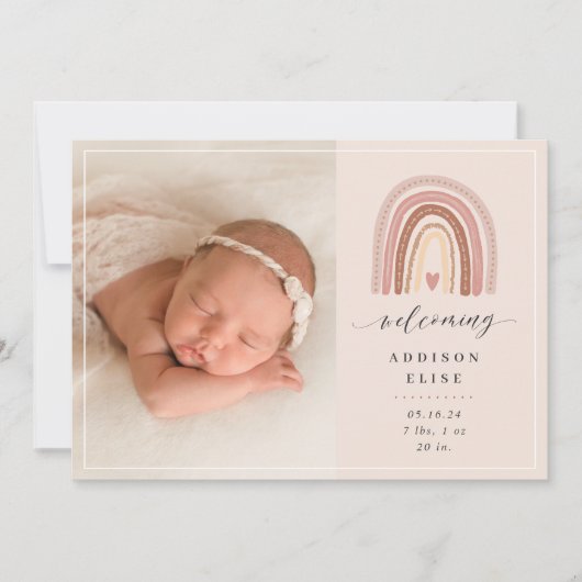 Boho Rainbow | Aankondiging van de foto ter geboor (Voorkant)