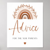 Boho Rainbow Advice en Wishes Baby shower Sign Poster (Voorkant)
