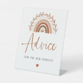 Boho Rainbow Advice en Wishes Baby shower Sign Reclamebord Met Voetstuk (Voorkant)