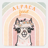 Boho Rainbow Alpaca Eten Vierkante Sticker (Voorkant)