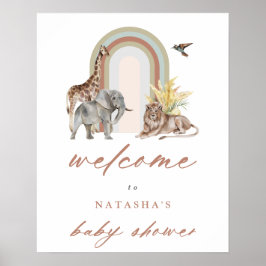 Boho Rainbow Arch & Animals Baby shower Welkom Poster