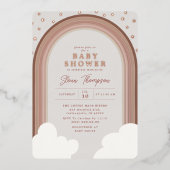 Boho Rainbow Arch Earthy Blush Girl Folie Uitnodiging (Voorkant)