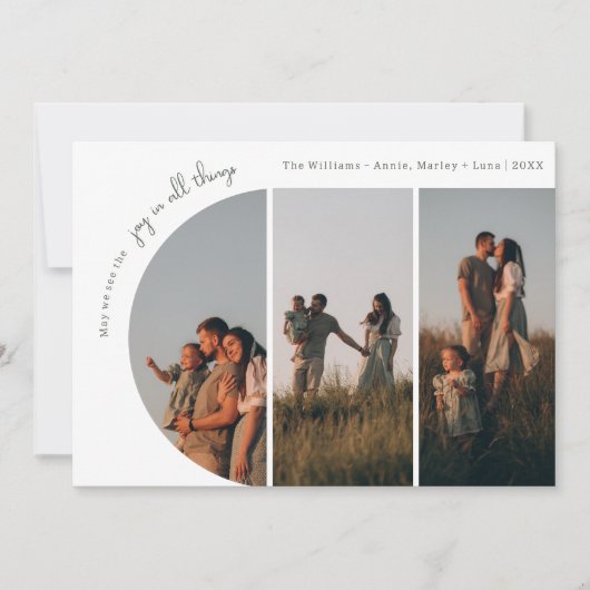 Boho Rainbow Arch Joy in All Things 3 Foto Feestdagenkaart (Voorkant)