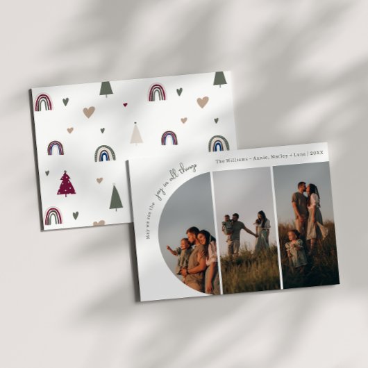 Boho Rainbow Arch Joy in All Things 3 Foto Feestdagenkaart