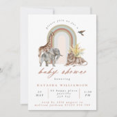 Boho Rainbow Arch & Safari Animals Baby shower Kaart (Voorkant)