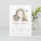 Boho Rainbow Arch & Safari Animals Baby shower Kaart (Staand voorkant)