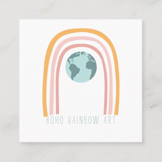 Boho Rainbow Art Earth Vierkante Visitekaartje (Voorkant)