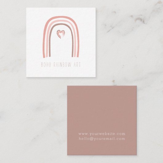 Boho Rainbow Art Vierkante Visitekaartje (Voorkant / Achterkant)