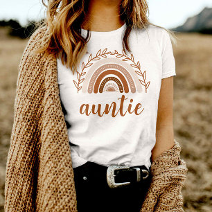 Boho Rainbow Auntie Shirt, Terracotta Muted Tones T-shirt
