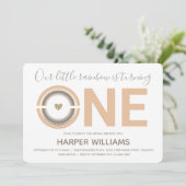 Boho Rainbow Baby 1st Birthday Uitnodiging (Staand voorkant)