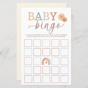 Boho Rainbow Baby Bingo Baby shower spel