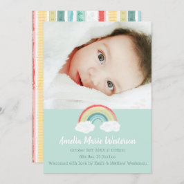 Boho Rainbow Baby Birth Announement Kaart