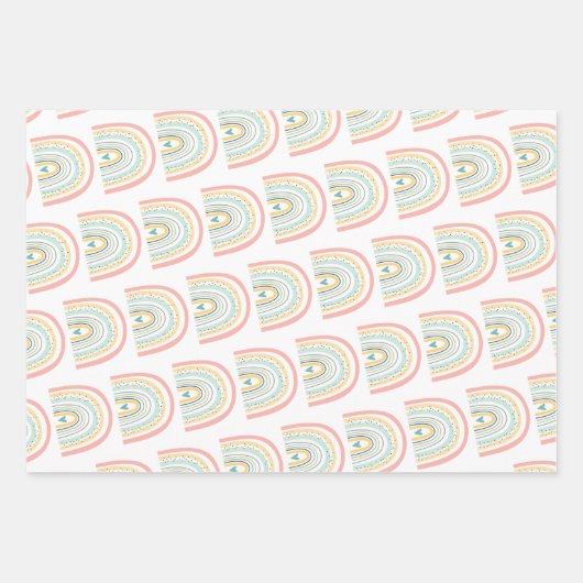 Boho Rainbow Baby Gender Neutral "Hallo Baby" Wrap Inpakpapier Vel (Voorkant 2)