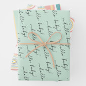Boho Rainbow Baby Gender Neutral "Hallo Baby" Wrap Inpakpapier Vel (In situ)