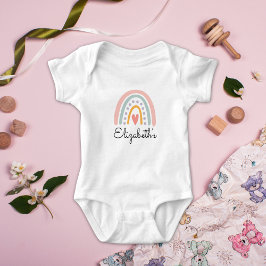 Boho Rainbow Baby Girl | Pastel Minimalist Baby  Romper