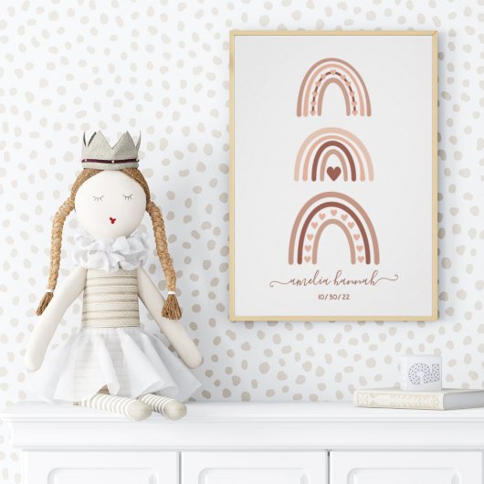 Boho Rainbow Baby Naam Birthday Perfect Poster