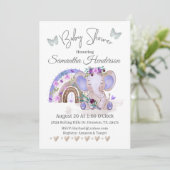 Boho Rainbow Baby Olifant Baby shower Kaart (Staand voorkant)