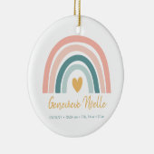Boho Rainbow Baby Personalized Birth Stats Keramisch Ornament (Rechts)