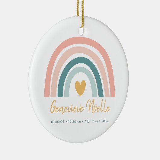 Boho Rainbow Baby Personalized Birth Stats Keramisch Ornament (Rechts)